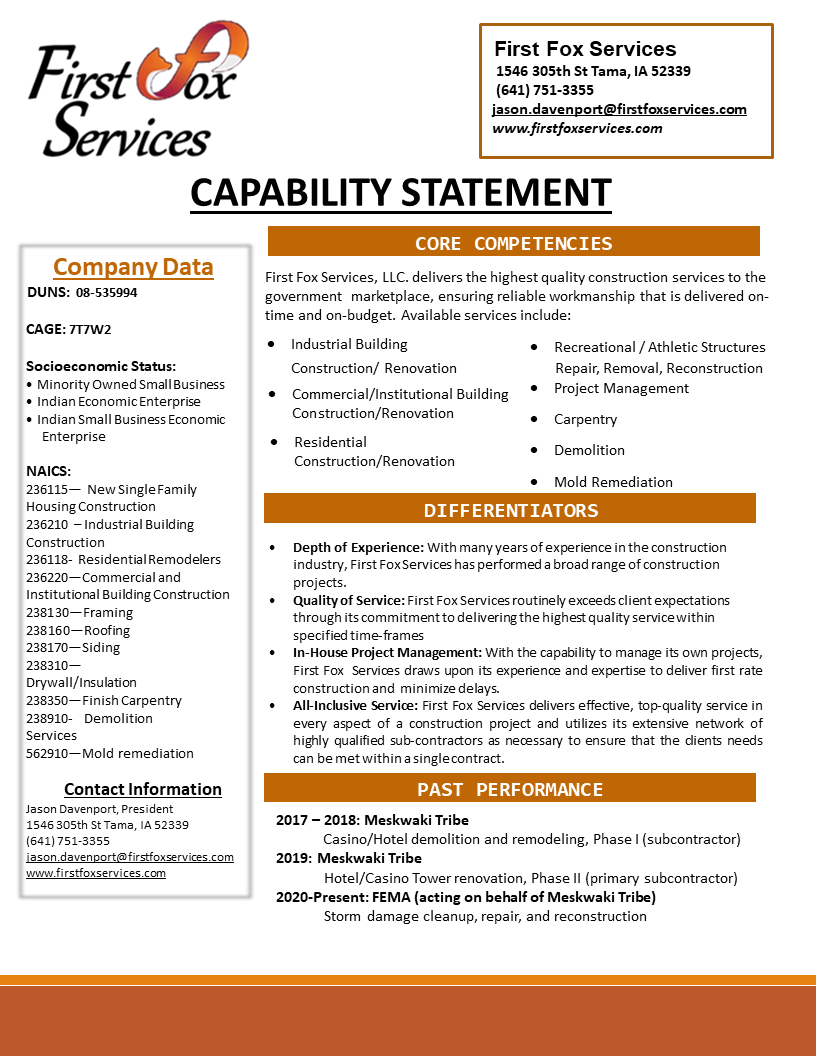 First Fox Services Capability Statement